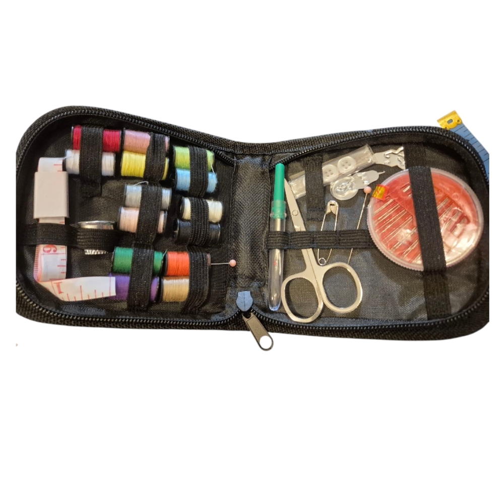 Compact Sewing Kit with Multicolor Threads